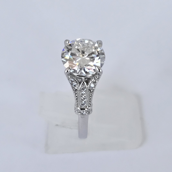 Certified GRA 3 Carat Moissanite Ring in 18k over Sterling Silver Sz 7! New! - Picture 4 of 11